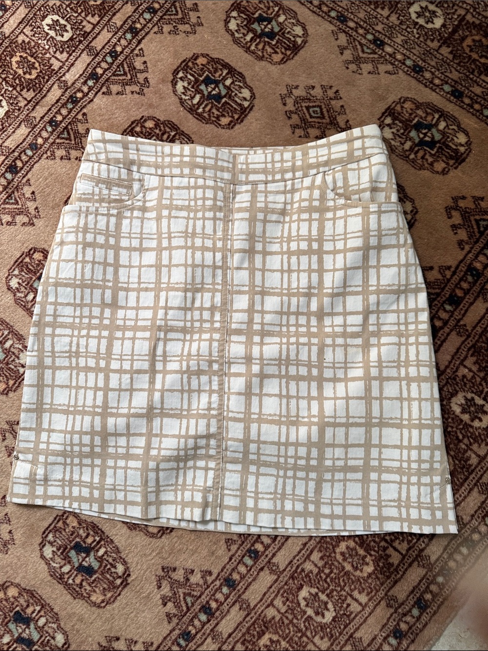 Hillary Radley Golf/ Tennis Skort with Neutral Grid Pattern
